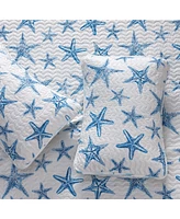 Linery & Co. Blue Starfish Microfiber Quilt Set With Shams