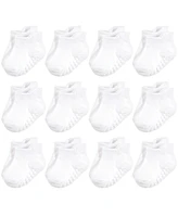 Hudson Baby Baby Boys Hudson Unisex Non-Skid No-Show Socks, White