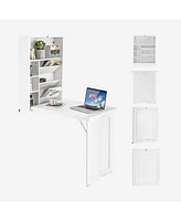 Wall Mounted Fold-Out Convertible Floating Desk Space Saver