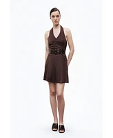 Nocturne Women's Double Belt Detailed Mini Dress
