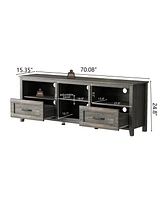 70.08 Inch Tv Stand with 2 Drawers & 4 Storage Shelves Morden Media Console Entertainment Center for Living Room or Bedroom, Grey Walnut