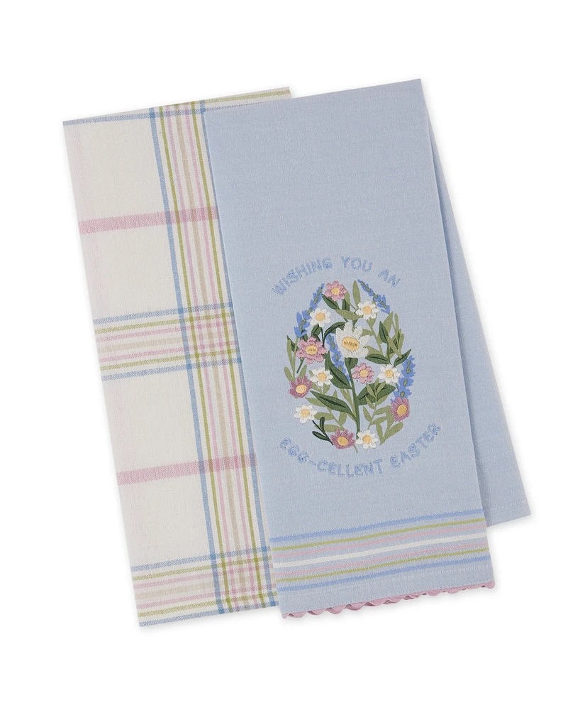 Design Imports Egg-Cellent Easter Cotton Dishtowels Set, 18"x28"