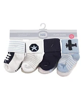 Luvable Friends Baby Boys Newborn Terry Socks, Airplane 16-Piece, 0-6 Months