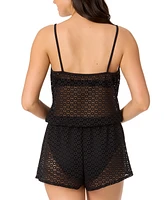 Salt + Cove Juniors' Medallion Crochet Front-Drawstring Romper