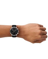 Michael Kors Men's Blake Multifunction Black Leather Watch, 42mm