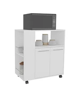 Bremerton Kitchen Cart, 2 Doors, 3 Shelves, 4 Wheels, White