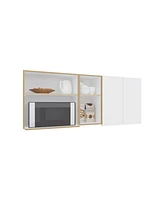 Sidman Wall Cabinet, 2 Doors, 4 Shelves, White / Natural Oak