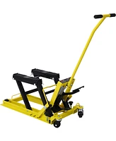 Hydraulic Motorcycle Lift Jack, 1500 Lbs Capacity Atv Scissor Lift Jack, Portable Motorcycle Lift Table with 4 Wheels, Hydraulic Foot-Operated Hoist S