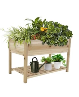 Raised Garden Bed Planter Box with Legs & Storage Shelf Wooden Elevated Vegetable Growing Bed for Flower/Herb/Backyard/Patio/Balcony 48.5x30x24.4in(co