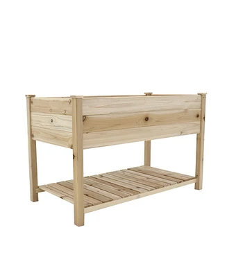 Raised Garden Bed Planter Box with Legs & Storage Shelf Wooden Elevated Vegetable Growing Bed for Flower/Herb/Backyard/Patio/Balcony 48.5x30x24.4in(co