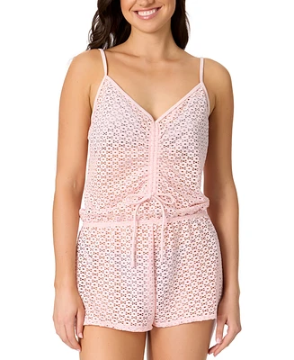 Salt + Cove Juniors' Medallion Crochet Romper Cover-Up