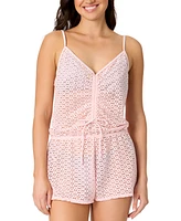 Salt + Cove Juniors' Medallion Crochet Romper Cover-Up