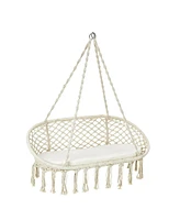 Gouun 2 Person Hanging Hammock Chair with Cushion Macrame Swing