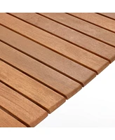 LuxenHome Natural Solid Wood 6-Person 59-Inch Long Rectangle Outdoor Dining Table