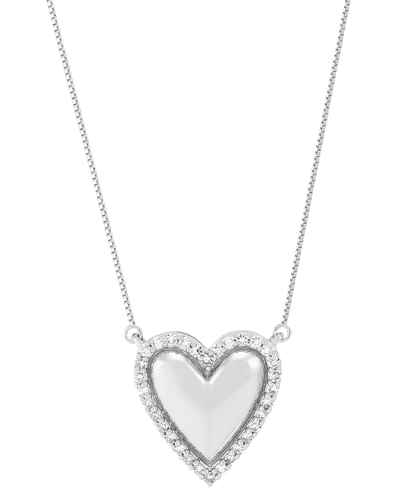 Diamond Heart Halo 18" Pendant Necklace (1/4 ct. t.w.) in Sterling Silver