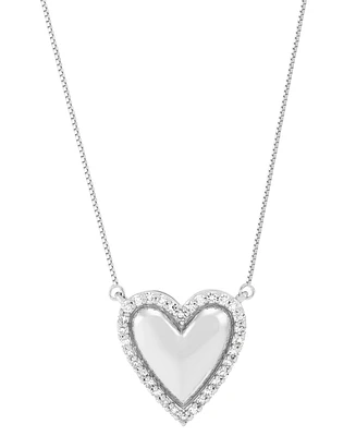 Diamond Heart Halo 18" Pendant Necklace (1/4 ct. t.w.) in Sterling Silver