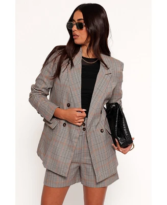 Petal and Pup Women's Lesia Double Button Fitted Plaid Blazer