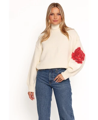 Petal and Pup Women's Kelso Flower Embroidery Knit Sweater