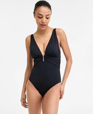 Bleu by Rod Beattie Women's Plunging V-Neck One-Piece Swimsuit