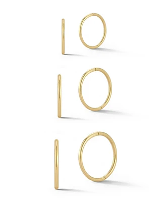 Rachel Zoe Fine Jewelry 14K Gold Polished Thin Huggie Hoop Earrings 3 Pair Set