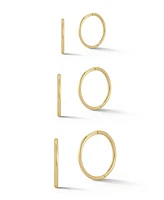 Rachel Zoe Fine Jewelry 14K Gold Polished Thin Huggie Hoop Earrings 3 Pair Set