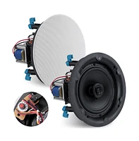 Pyle PDIC8LT 8" In-Wall/In-Ceiling 70V Speaker - Flush Mount Low-Profile, 600W, Magnetic Grill, White