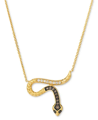 Le Vian Chocolate Diamond, Nude Diamond, & Blackberry Diamond Snake Adjustable 19" Pendant Necklace (1/4 ct. t.w.) in 14k Gold