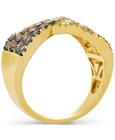 Le Vian Chocolate Ombre Diamond Multirow Crossover Ring (1-1/6 ct. t.w.) in 14k Gold
