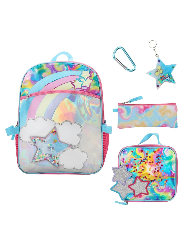 Rainbow And Stars 16" 5-Piece Backpack & Lunchbox Set
