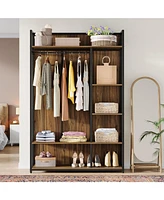 Tribesigns Freestanding Clothes Rack, 78.7" H Industrial Garment Rack with Backboard, 5-Tier Clothing Rack with Hanging Rod Heavy Duty Wardrobe Closet