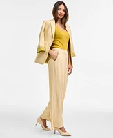 Tahari Asl Pinstriped Mid Rise Wide-Leg Pants