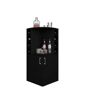 norwich Bar Cabinet, 2 Doors, 8 Wine Bottle Compartments, Natural Oak