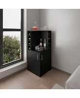 norwich Bar Cabinet, 2 Doors, 8 Wine Bottle Compartments, Natural Oak