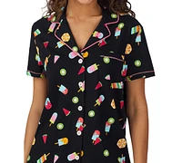 Cuddl Duds Women's Printed Short-Sleeve Boxer Pajama Set