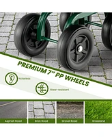 Garden Rolling Workseat with 360° Swivel Seat and Adjustable Height