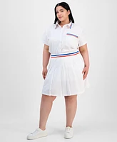 Full Circle Trends Trendy Plus Button-Front Shirt & Pleated Skirt