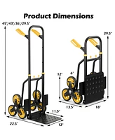 350 Lbs Capacity Stair Climber Hand Truck with Telescoping Handle-Black