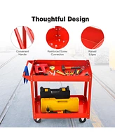 2-Tier Utility Cart with Handle and Heavy-Duty Metal Frame