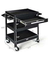3-Tray Tool Cart with Drawer and 4 Universal Wheels
