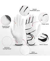 Wosofe Golf Glove Left Hand Men Pu Transparent Non-Slip Nanocloth Lycra Accessories No Sweat Comfortable all Weather with Scorer and Tee
