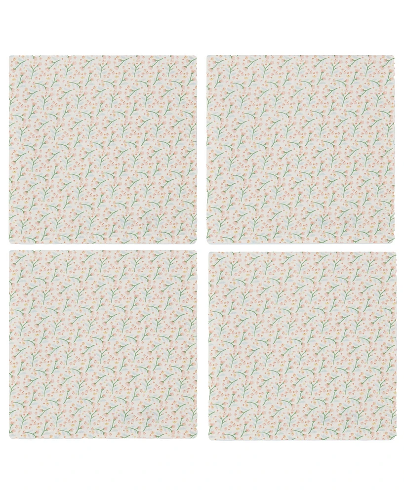 Design Imports Spring Blossom Printed Cotton Napkins, Set of 4