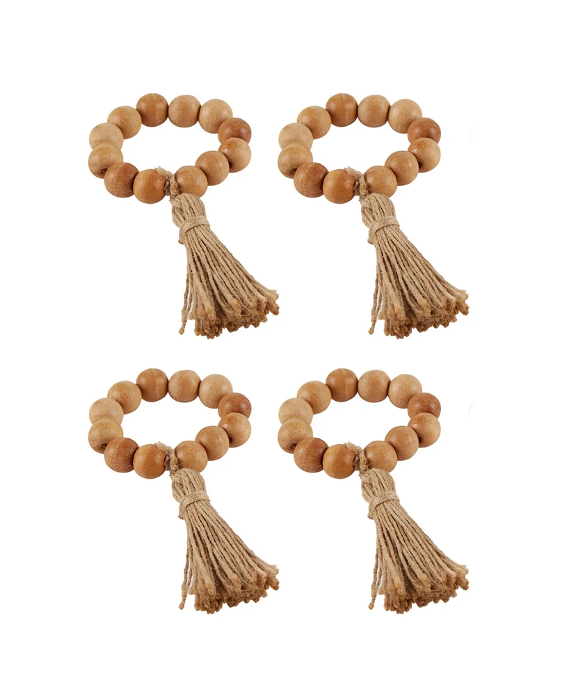 Design Imports Wood Napkin Ring, Set of 4