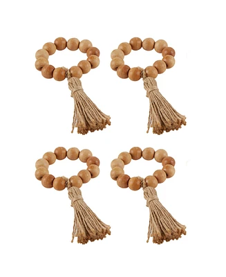 Design Imports Wood Napkin Ring, Set of 4