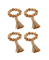 Design Imports Wood Napkin Ring, Set of 4
