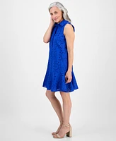 Robbie Bee Petite Ruffled-Hem Sleeveless Eyelet Dress