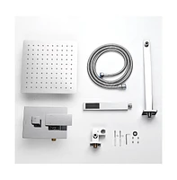 Aquaterior Shower Faucet Set Wall Mount Concealed Mixer Valve Rain Shower Chrome