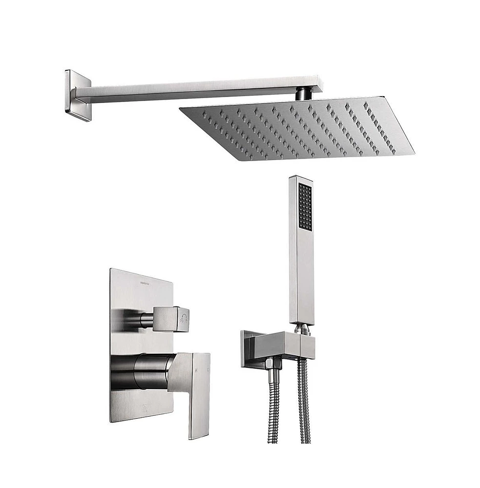 Aquaterior Shower Faucet Set Wall Mount Concealed Mixer Valve Rain Shower Head