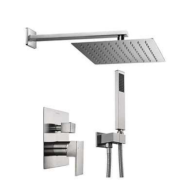 Aquaterior Shower Faucet Set Wall Mount Concealed Mixer Valve Rain Shower Head