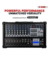 5 Core Audio Mixer 4800W Powered 12 Channel 240V Mixer System Usb MP3 Bluetooth Sd readers Digital Lcd Display