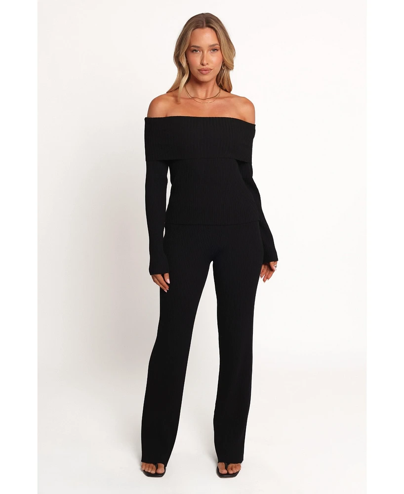 Petal and Pup Women's Gindie Ribbed Knit Off The Shoulder Pant Set